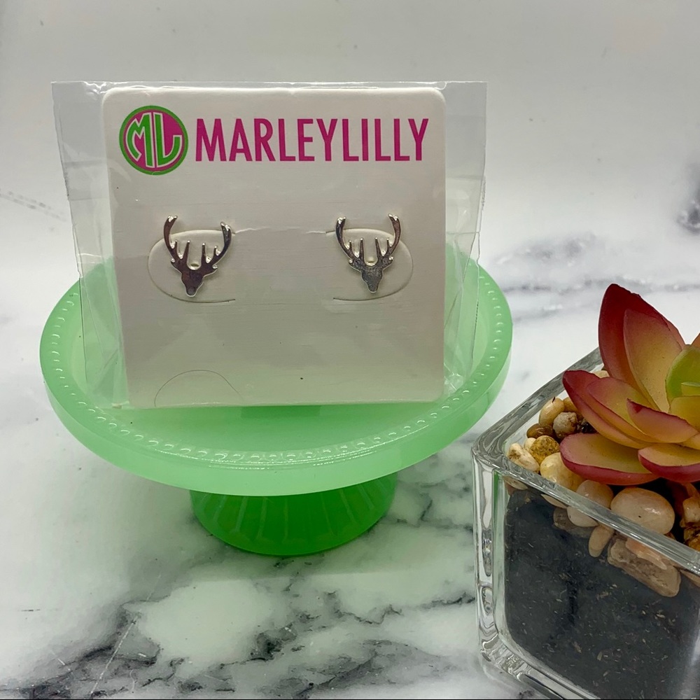 NWT Marley Lilly Silver Deer/Stag Stud Earrings